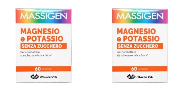 MASSIGEN MAGNESIO POTASSIO SENZA ZUCCHERI 60 COMPRESSE Pack da 2