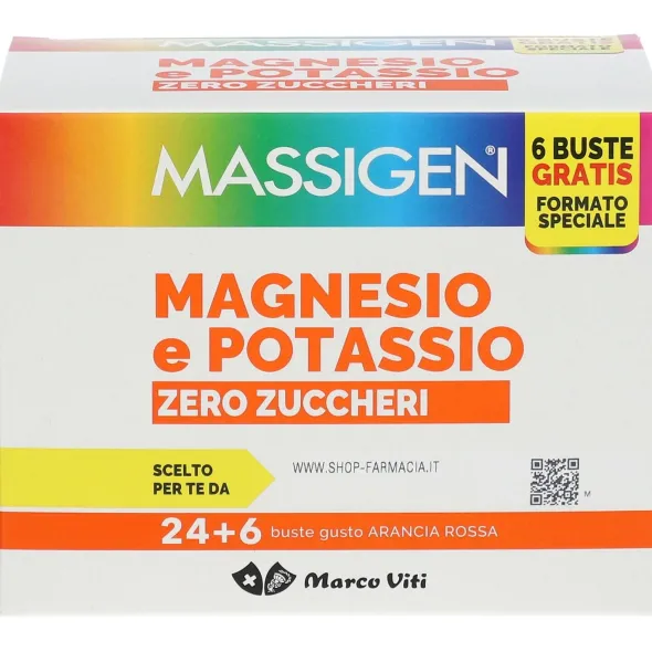 MASSIGEN MAGNESIO POTASSIO ZERO ZUCCHERO 24 BUSTINE + 6 BUSTINE