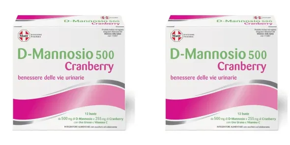 MATT DIVISIONE PHARMA D-MANNOSIO 500 CRANBERRY 12 BUSTINE Pack da 2