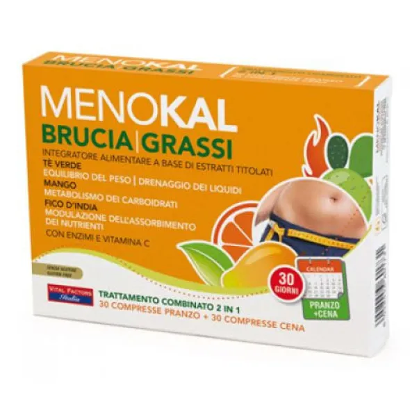MENOKAL BRUCIAGRASSI 30 COMPRESSE PRANZO + 30 COMPRESSE CENA