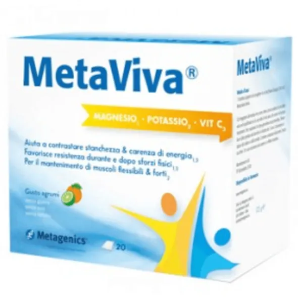 METAVIVA MAGNESIO POTASSIO VITAMINA C 20 BUSTINE AGRUMI CON EDULCORANTI