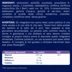 NOVANIGHT Tripla Azione Bustine con Melatonina per Dormire, Magnesio, Griffonia, 20 Bustine Orosolubili
