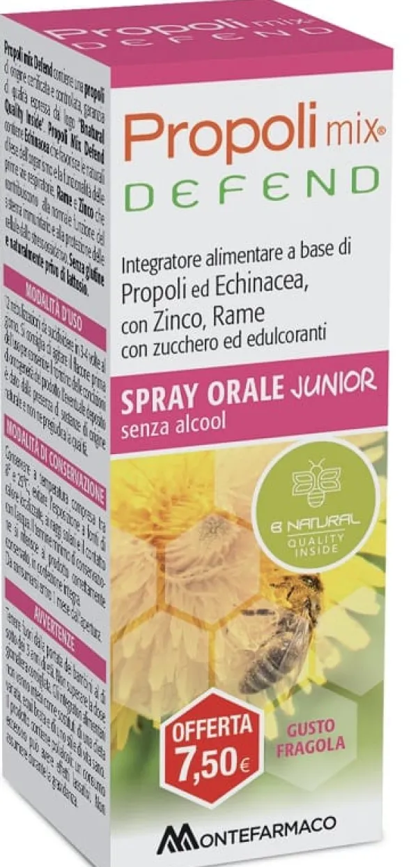 PROPOLI MIX DEFEND SPRAY ORALE JUNIOR ANALCOLICO 30 ML GUSTO FRAGOLA