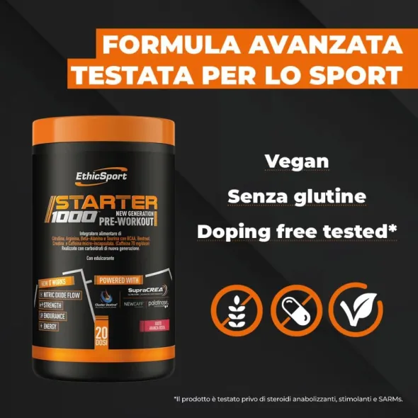 STARTER 1000 NEW GENERATION PRE WORKOUT GUSTO ARANCIA ROSSA 400 G