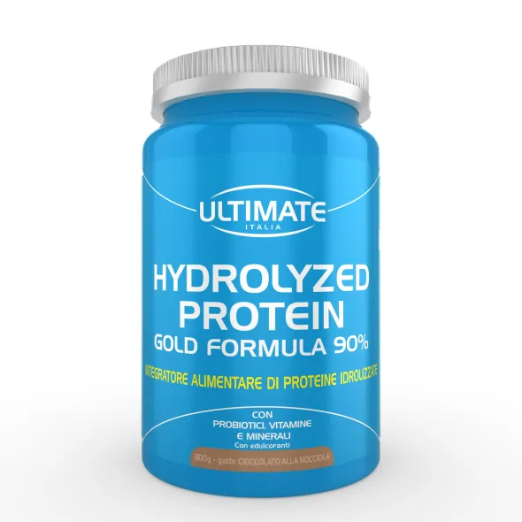 ULTIMATE HYDROLIZED PROTEIN GOLD FORMULA 90& GUSTO CIOCCOLATO ALLA NOCCIOLA 800 G SENZA GLUTINE