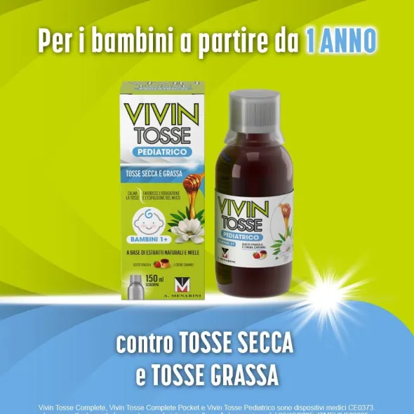 VIVIN TOSSE PEDIATRICO SCIROPPO PER TOSSE SECCA E GRASSA GUSTO FRAGOLA E CREME CARAMEL 150 ML