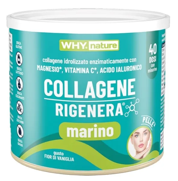 WHYNATURE COLLAGENE RIGENERA MARINO 228 G GUSTO FIOR DI VANIGLIA SENZA GLUTINE SENZA LATTOSIO SENZA ZUCCHERI CON EDULCORANTE