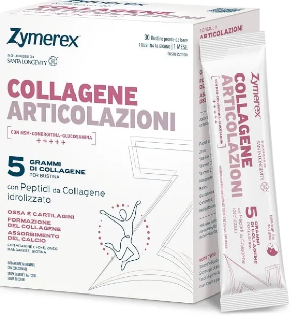 ZYMEREX COLLAGENE ARTICOLAZIONI 30 BUSTINE DA 15 ML CON EDULCORANTE SENZA GLUTINE SENZA LATTOSIO